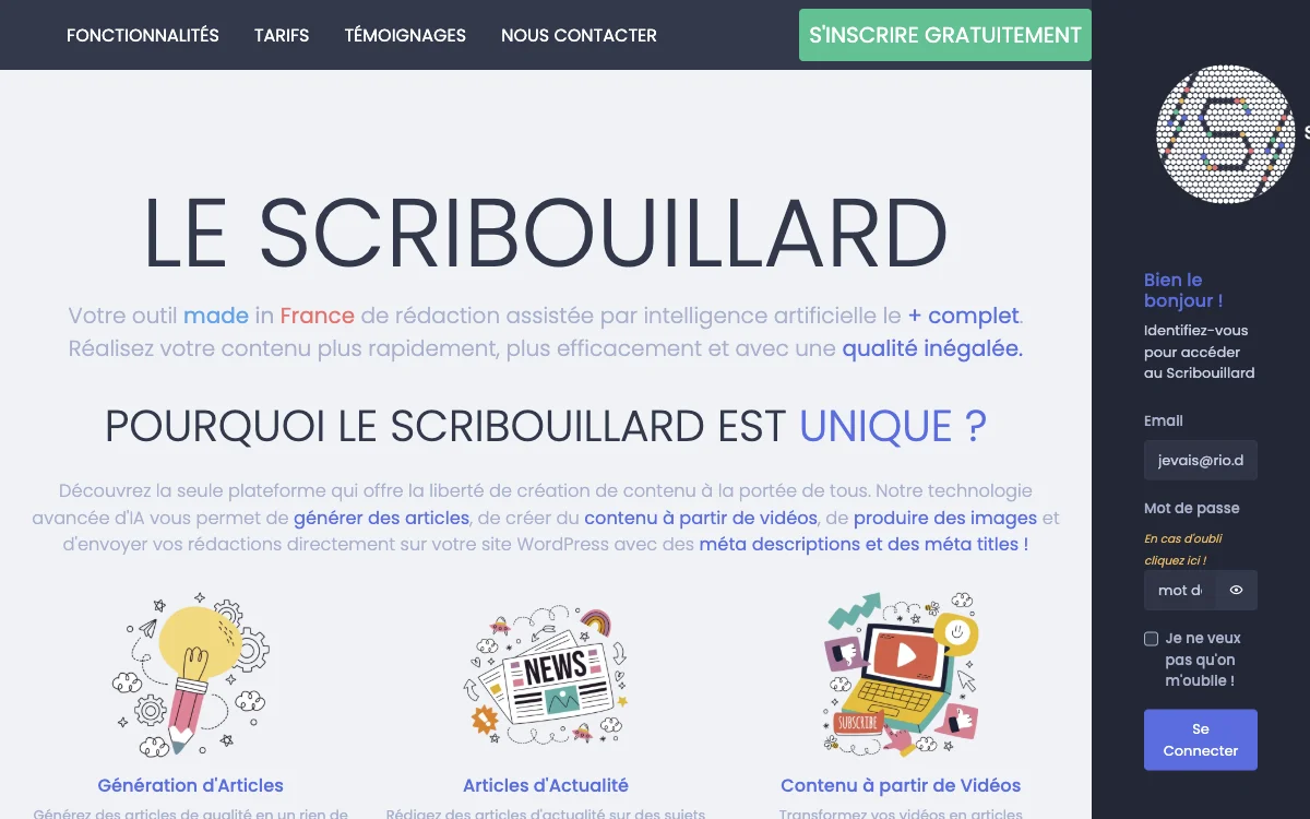 Le Scribouillard - Rédaction SEO par IA : Un outil unique