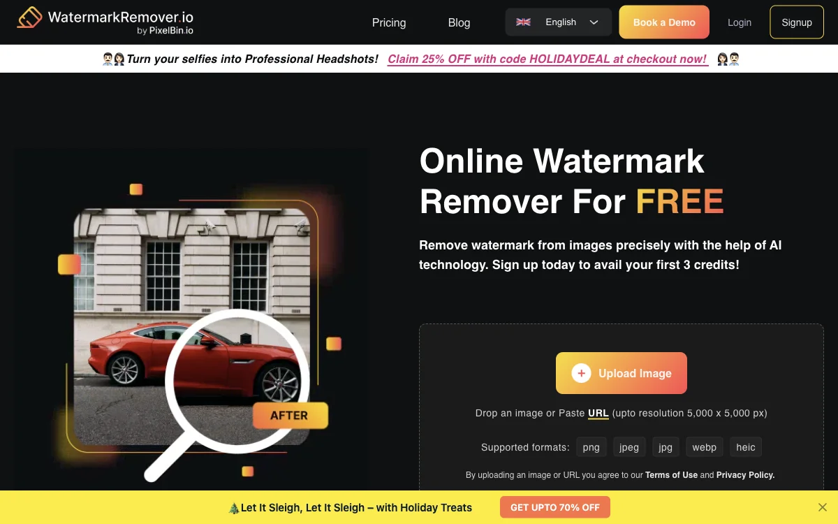 WatermarkRemover.io: إزالة العلامات المائية على الصور عبر الإنترنت مجاناً