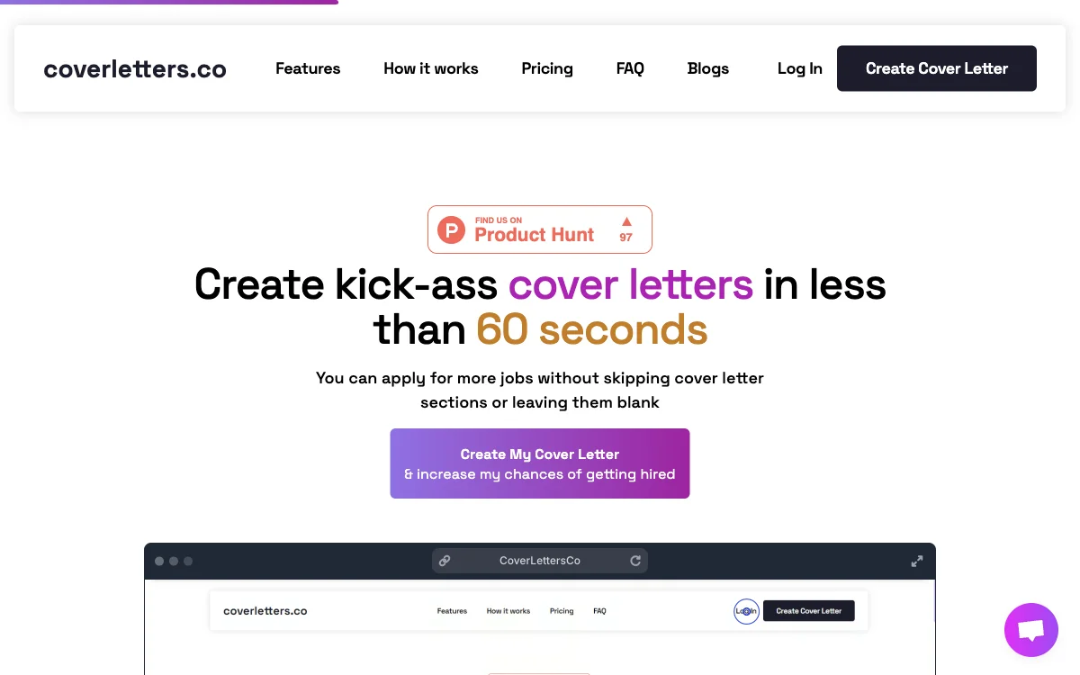 AI助力，coverletters.co秒速生成专业求职信