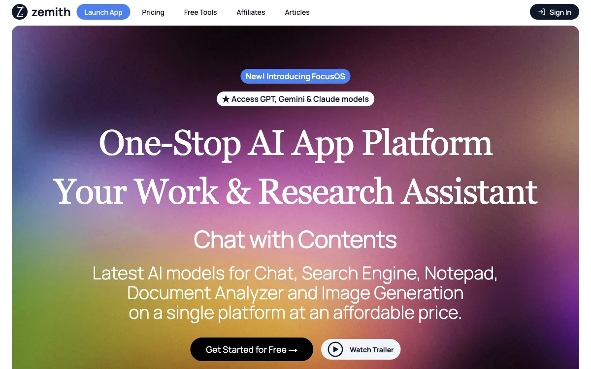 Zemith: Your AI-Powered Work & Research Assistant for Enhanced Productivity