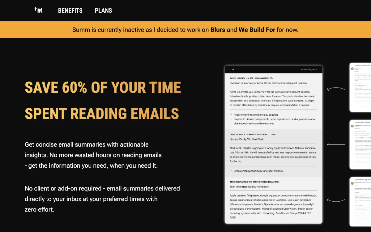 Summ: Save 60% of Your Time Reading Emails with AI-Powered Summaries