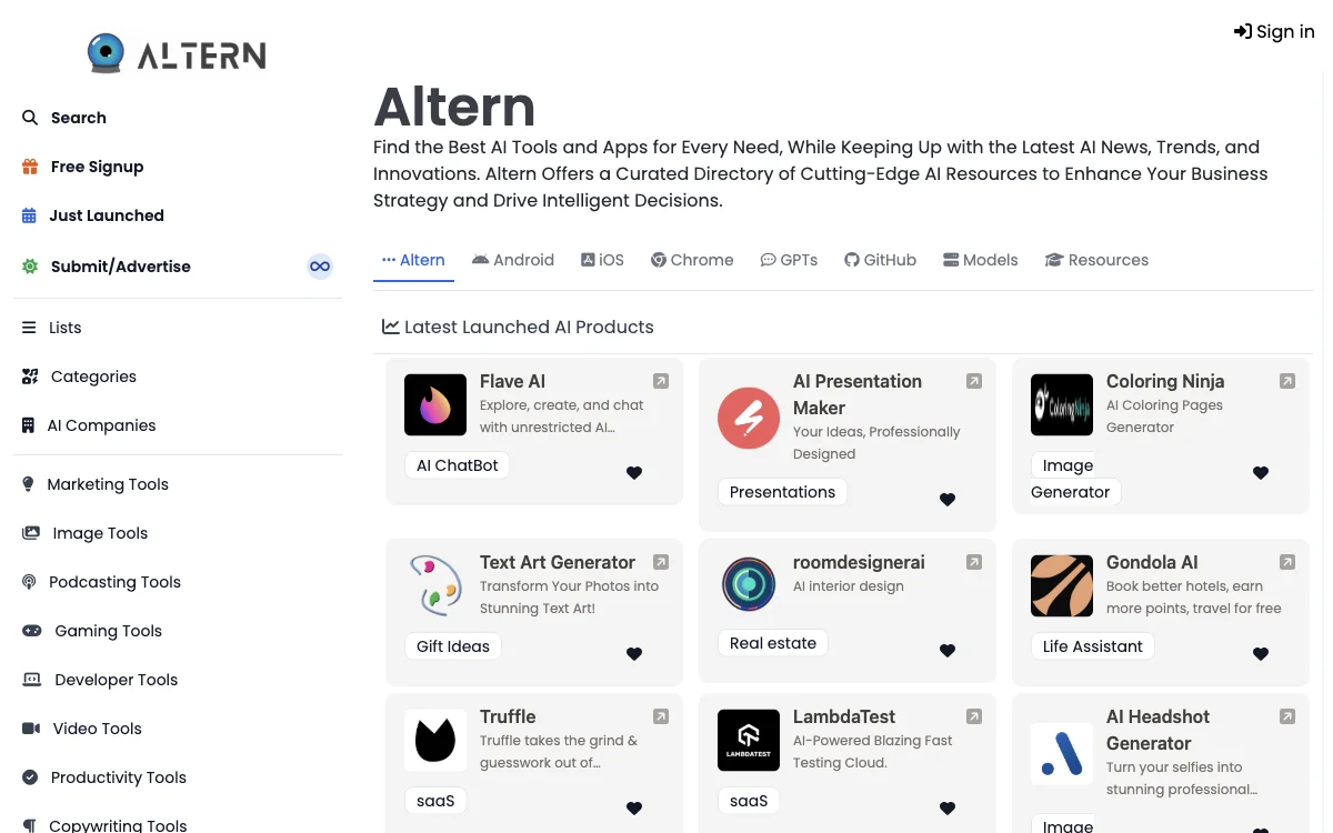 Altern - Platforma z najlepszymi narzędziami AI