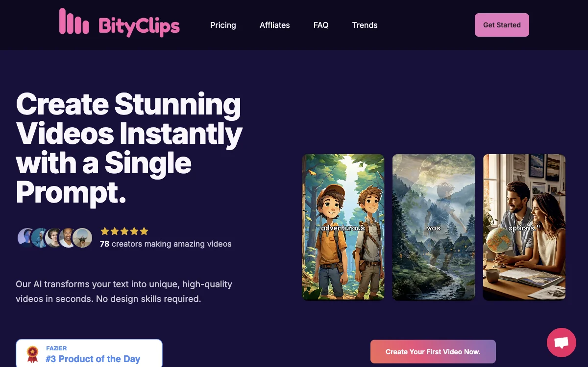 BityClips - Erstellen Sie einzigartige Videos mit AI in Sekunden