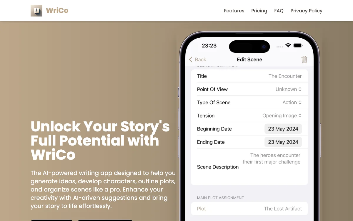 WriCo: AI-Powered Writing Assistant to Unlock Your Storytelling Potential