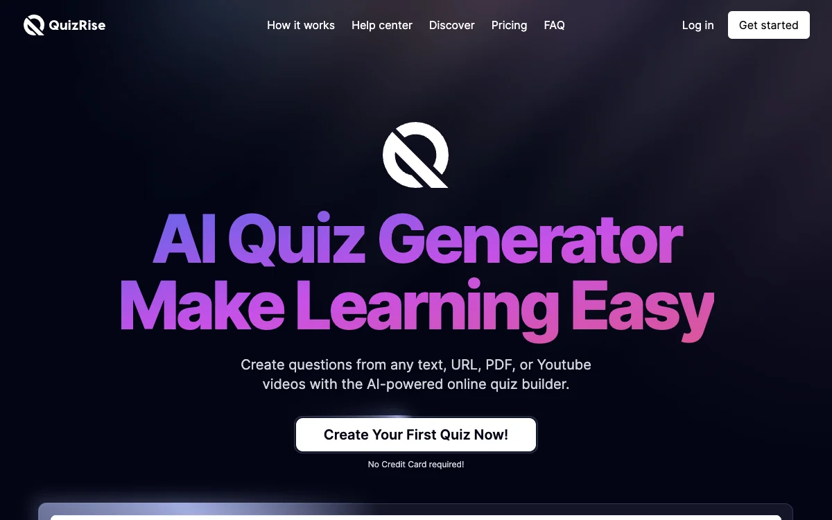 Generate Engaging Quizzes with AI - QuizRise