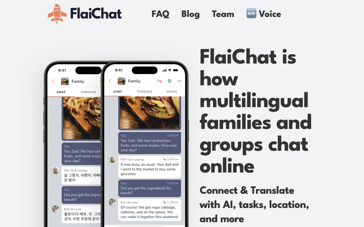 FlaiChat - 다국어 가족과 그룹을 위한 최고의 채팅 앱