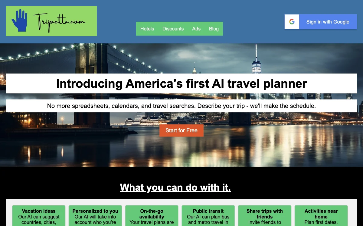 Tripetta: 미국 최초의 AI 여행 플래너