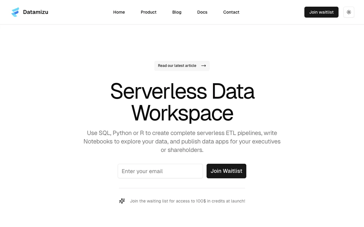 Datamizu Serverless Data Workspace: Simplify Data Management & Gain Insights