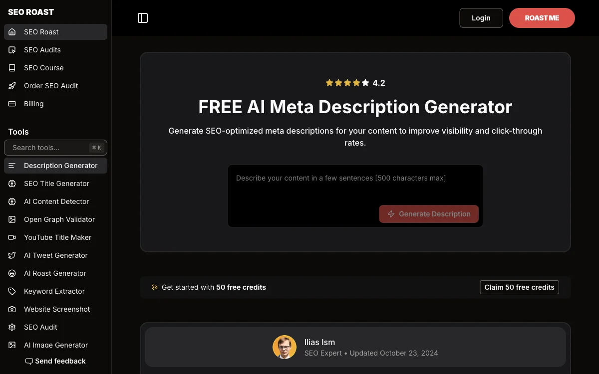 SEO ROAST Meta Description Generator: Boost Click-Through Rates