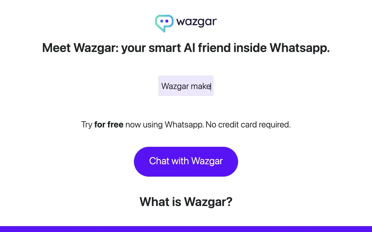 Wazgar - WhatsApp AI 도우미로 학습과 창의력 향상