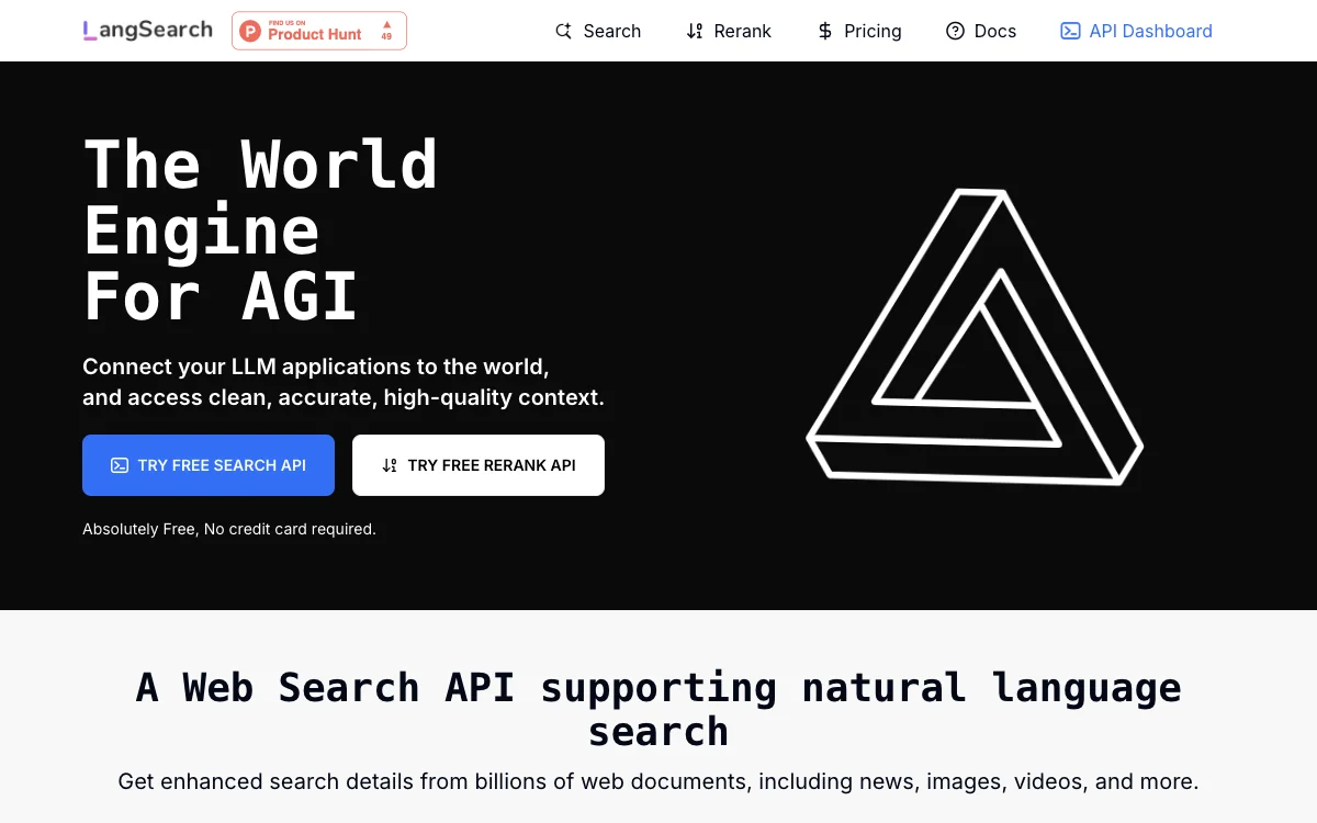 LangSearch: Free Web Search API for LLM Applications with Clean Context