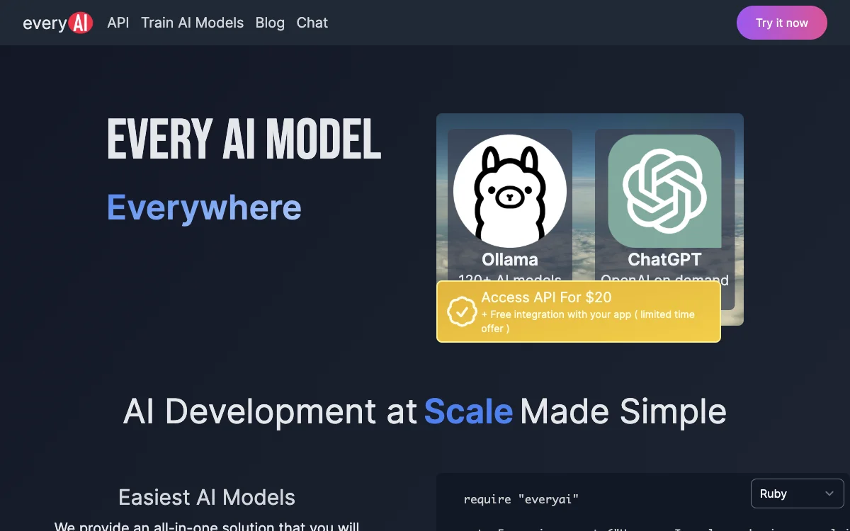 Every AI: A Plataforma que Facilita o Desenvolvimento e Integração de Modelos AI