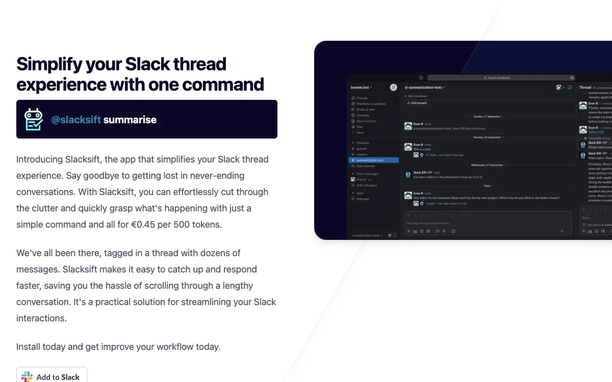 Slacksift: Simplify Your Slack Thread Experience & Quickly Grasp Conversations