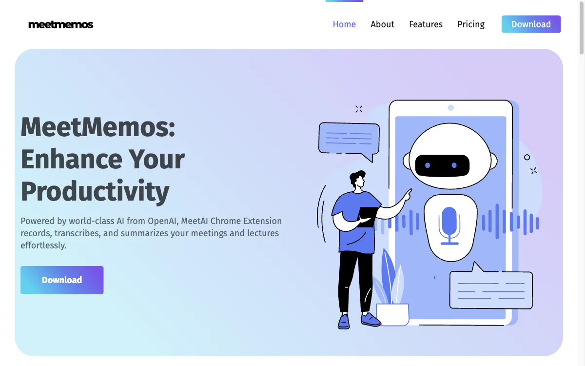 MeetMemos AI: Boost Productivity with Accurate Transcriptions and Smart Summaries