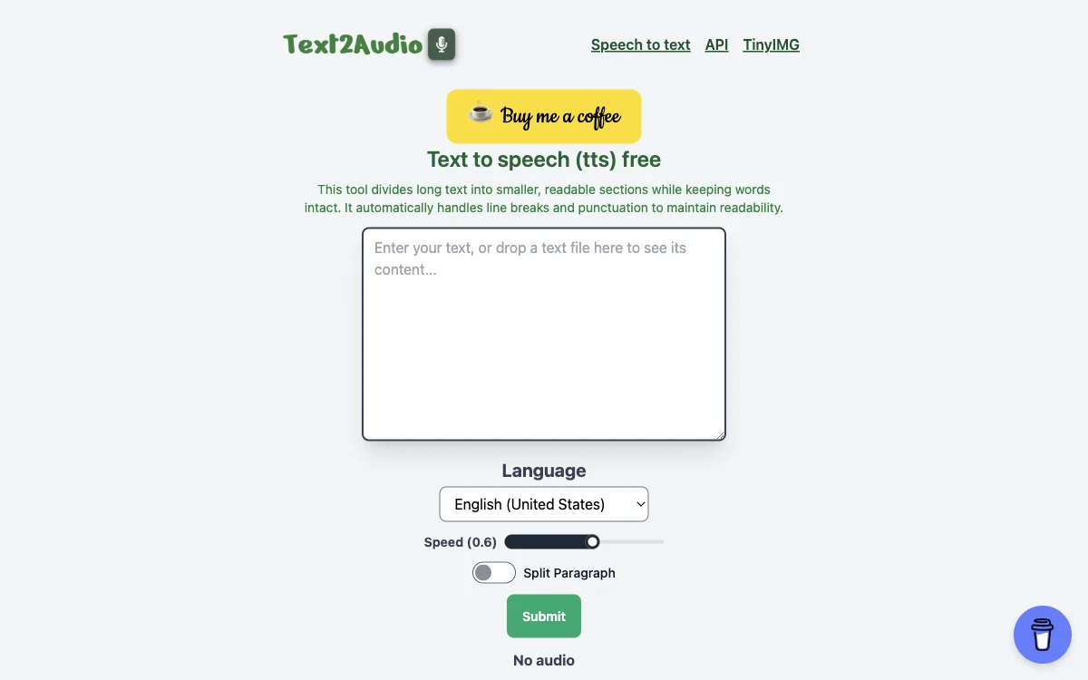 Text2Audio - Online Text in Sprache umwandeln - Kostenloses TTS-Tool