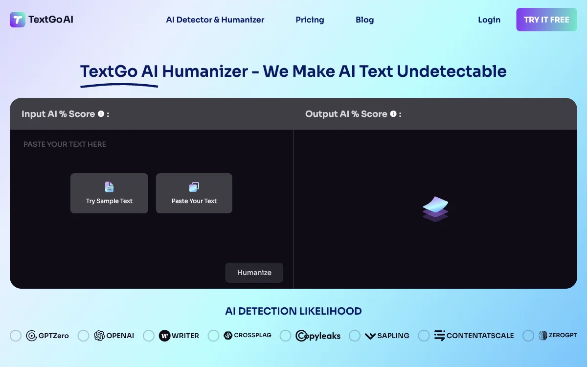 TextGo AI Humanizer: Make AI Text Undetectable & Bypass Detection