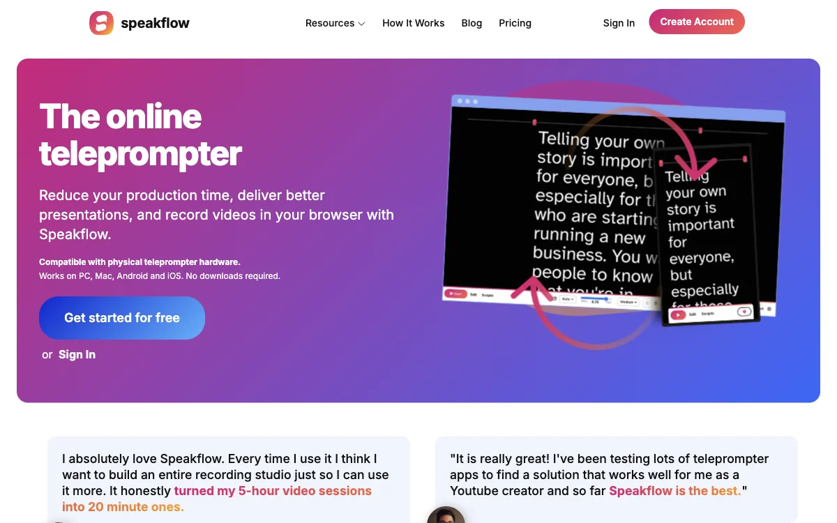 Speakflow: The Online Teleprompter for Better Presentations and Videos