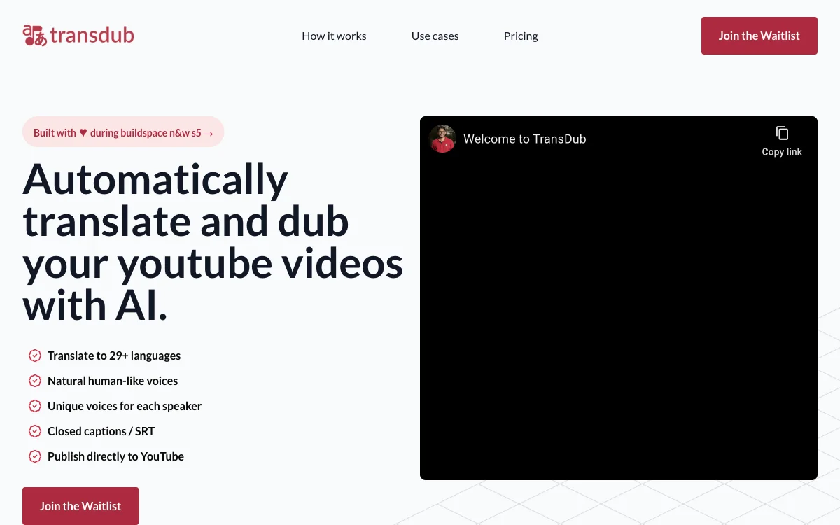 TransDub: Automatically Translate and Dub YouTube Videos with AI for Wider Audience Reach