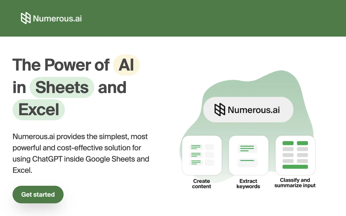 Numerous.ai: Simplifying AI Tasks in Sheets and Excel for Enhanced Productivity