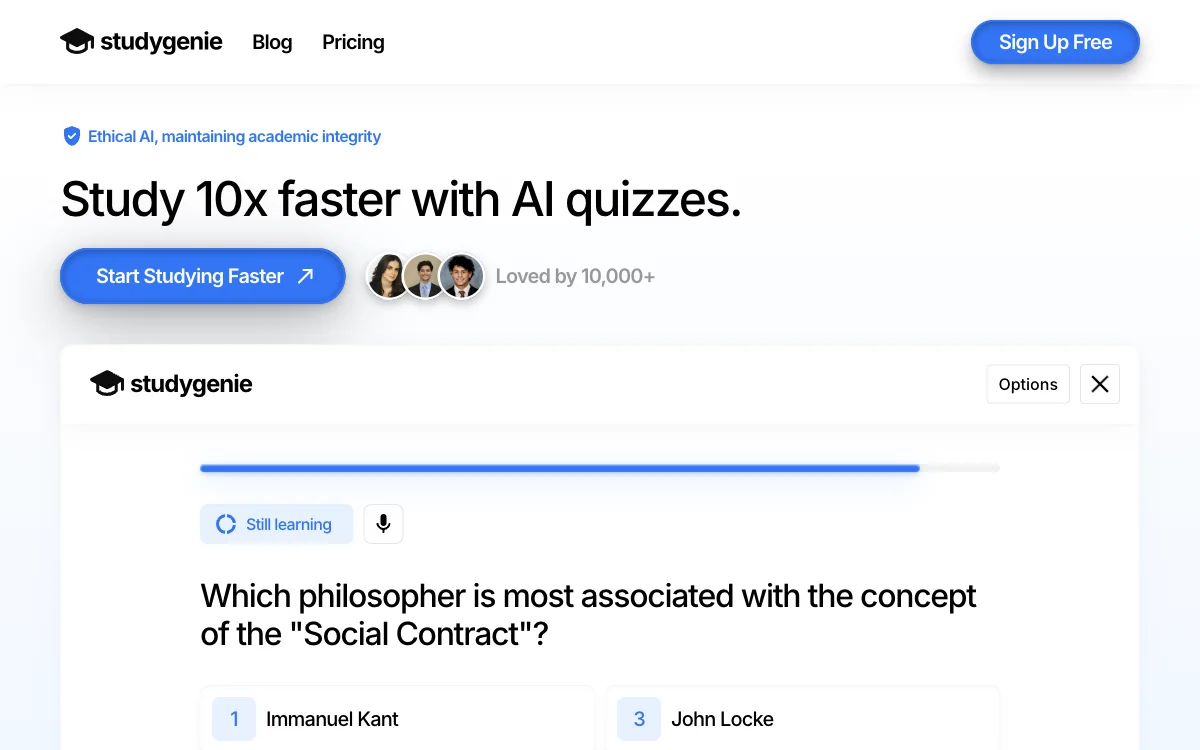 Studygenie: AI-Powered Quizzes for Faster Studying