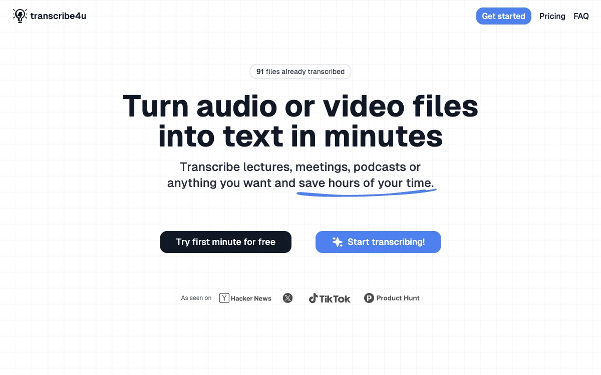 transcribe4u: Transform Audio/Video to Text Easily