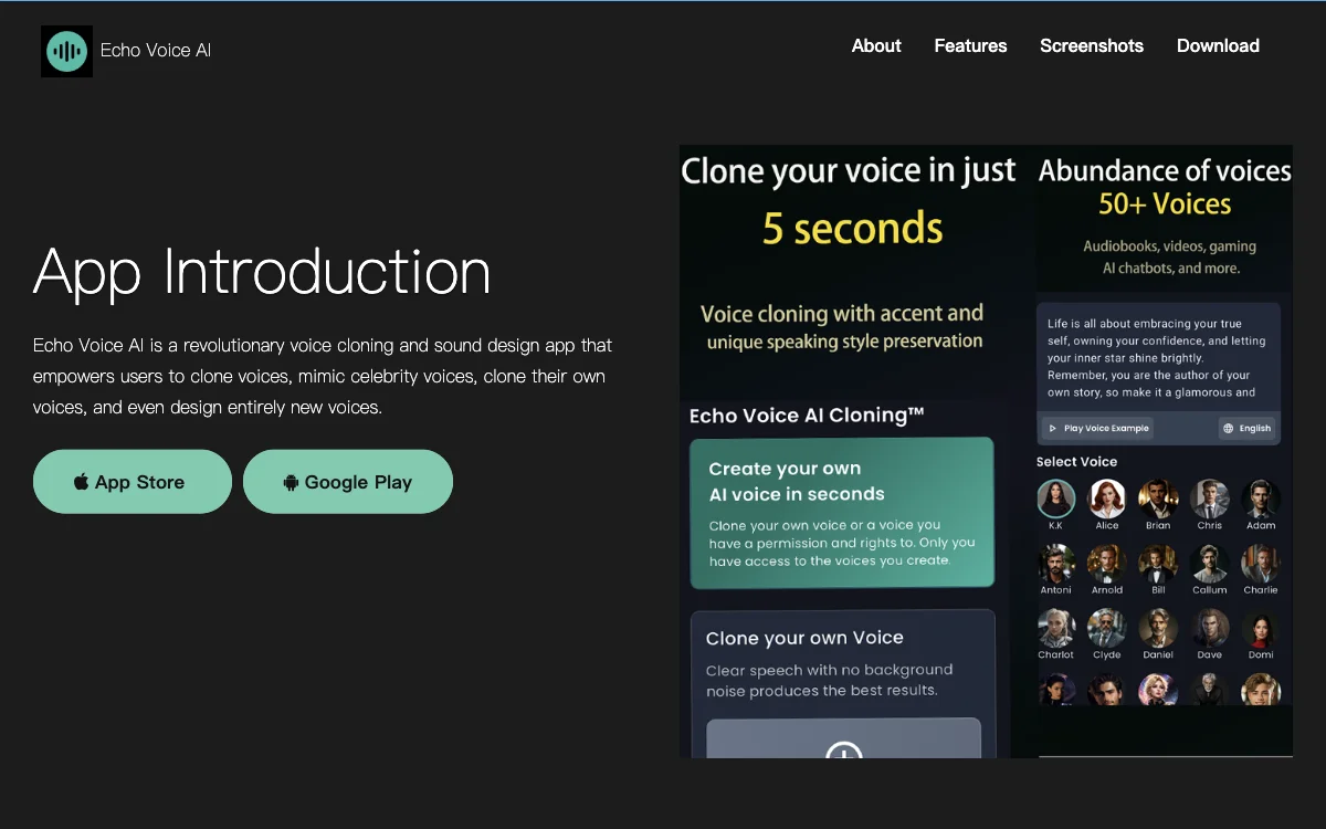 Echo Voice AI - Die künstliche Intelligenz-Voice-App für Stimmenklonierung und Sound-Design