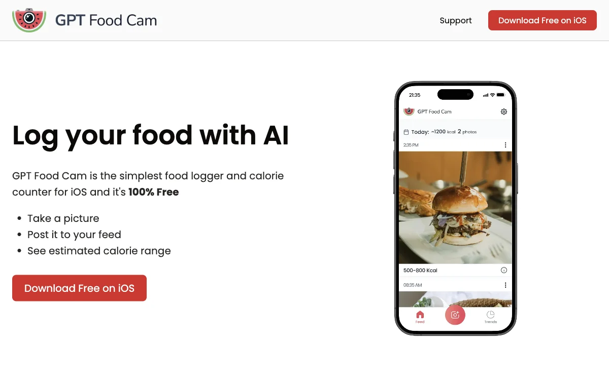 GPT Food Cam: Log Your Food with AI and Track Calories for Free on iOS