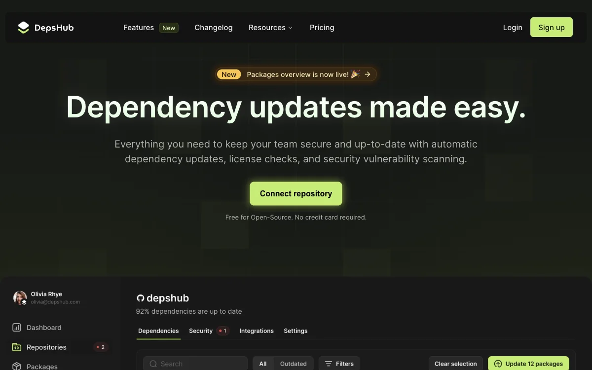 DepsHub: AI-Powered Dependency Update Tool for Time and Security Savings