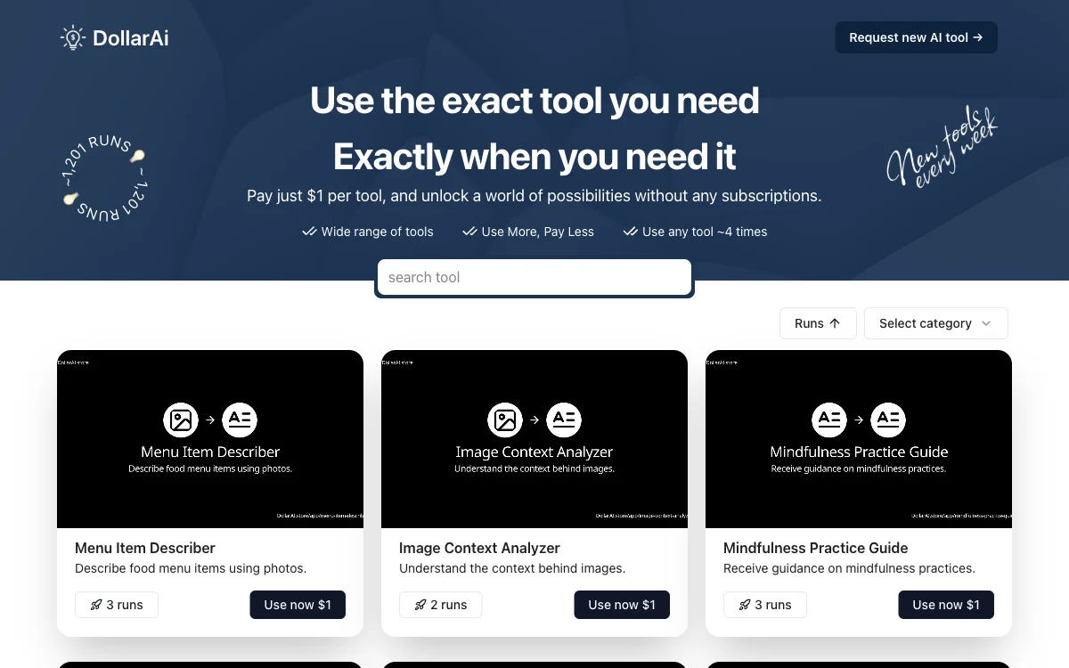 DollarAI: Unlock a World of AI Tools for Just $1 Each