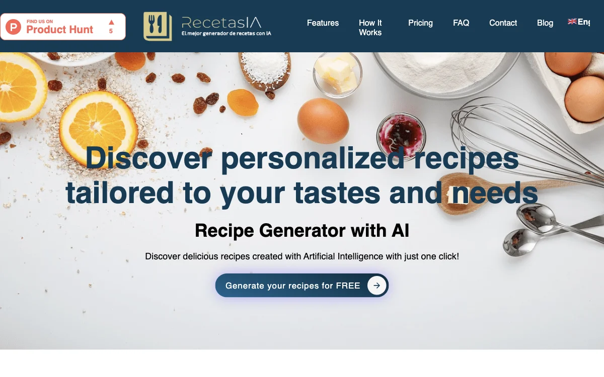 RecetasIA - Generador de Recetas con IA: Personalizadas y Deliciosas