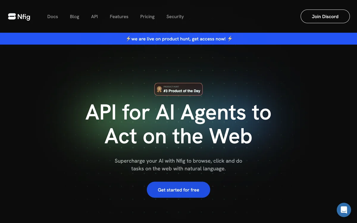 Nfig API: Empowering AI Agents to Act on the Web for Enhanced Workflows