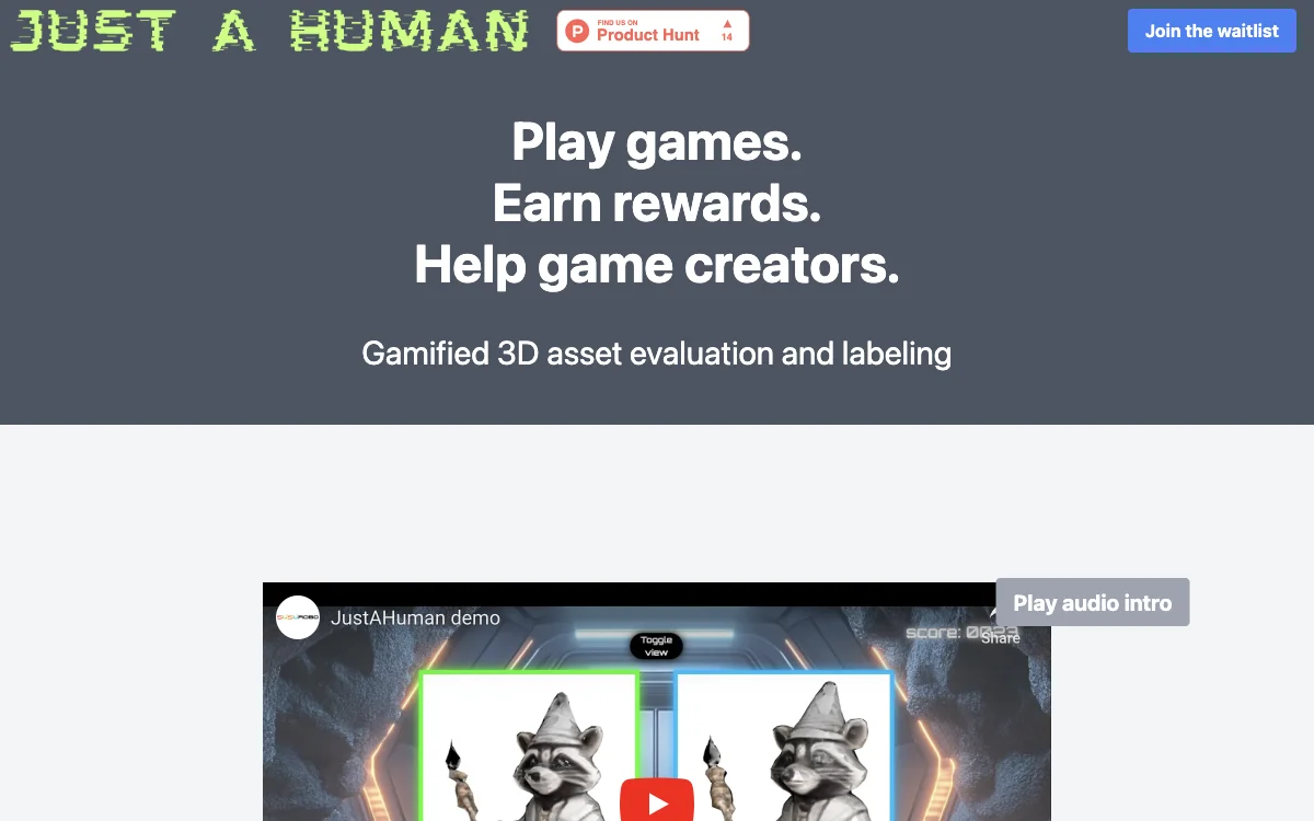 JustAHuman: Play Games, Earn Rewards & Aid Game Creators