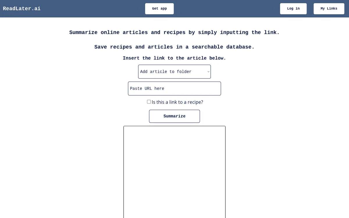 ReadLater.ai: Efficient Article & Recipe Summarizer