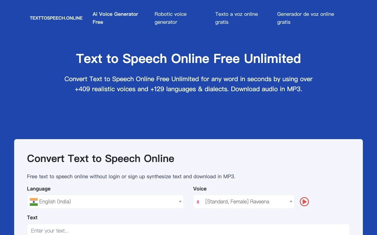 TextToSpeech.online: Convert Text to Natural-Sounding Audio for Free