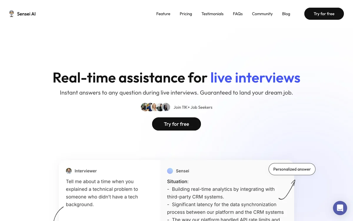 Sensei AI: Your Real-time Interview Copilot for Landing Dream Jobs