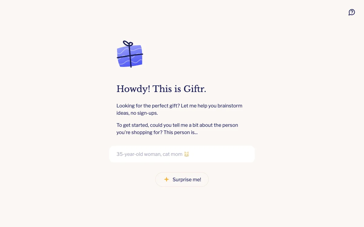 Giftr: Seu assistente de presentes AI