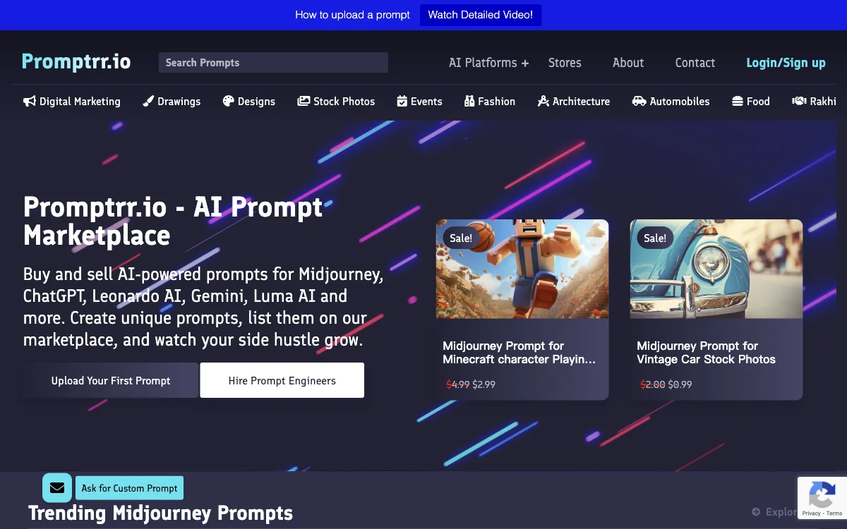 Thị trường AI Prompt Promptrr.io - Tối ưu hóa Mô hình AI