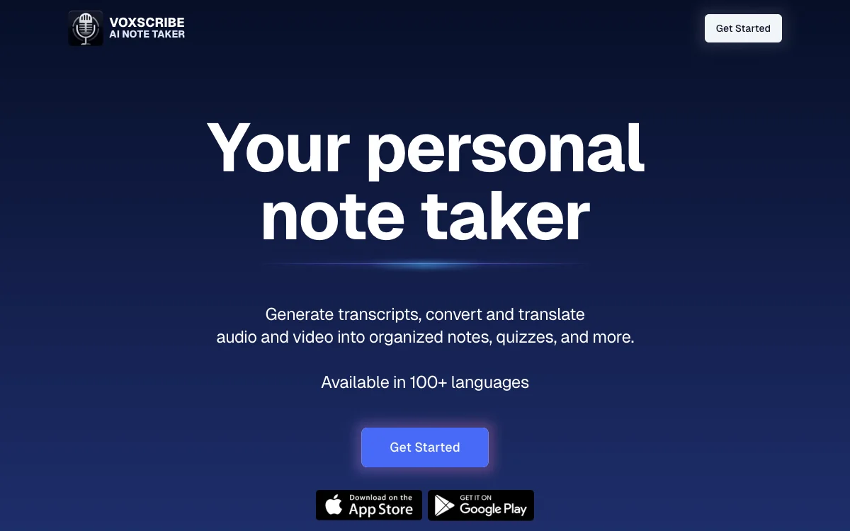 Voxscribe: AI Note-Taking Tool for Transforming Audio into Content