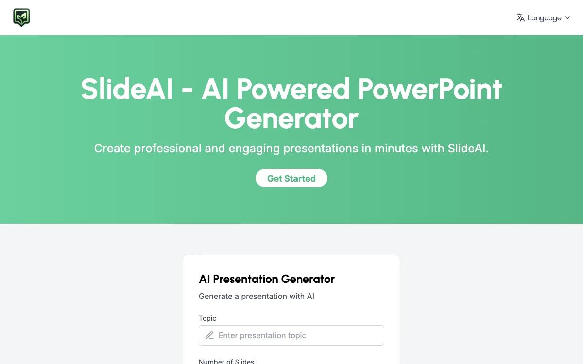 SlideAI: AI-Powered PowerPoint Generator for Quick and Professional Presentations