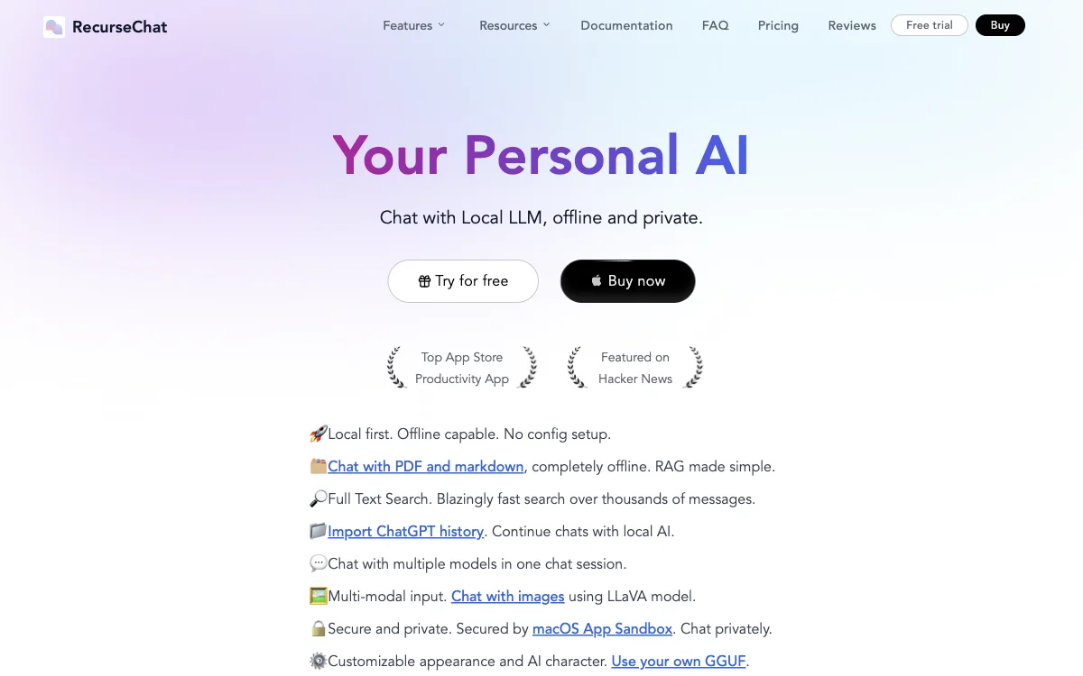 RecurseChat: Your Offline and Private Personal AI Chat Solution