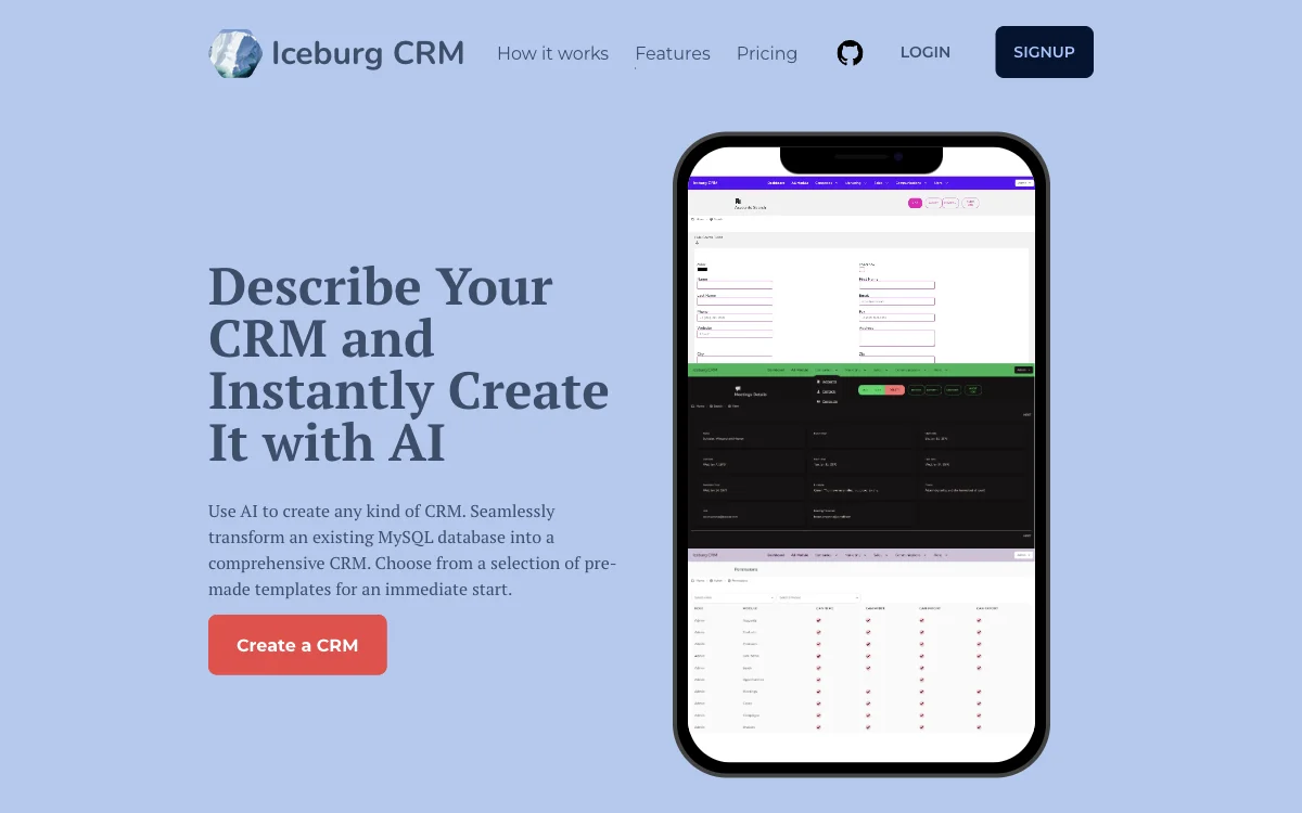 IceburgCRM: AI-Powered CRM Creation for Enhanced Business Management