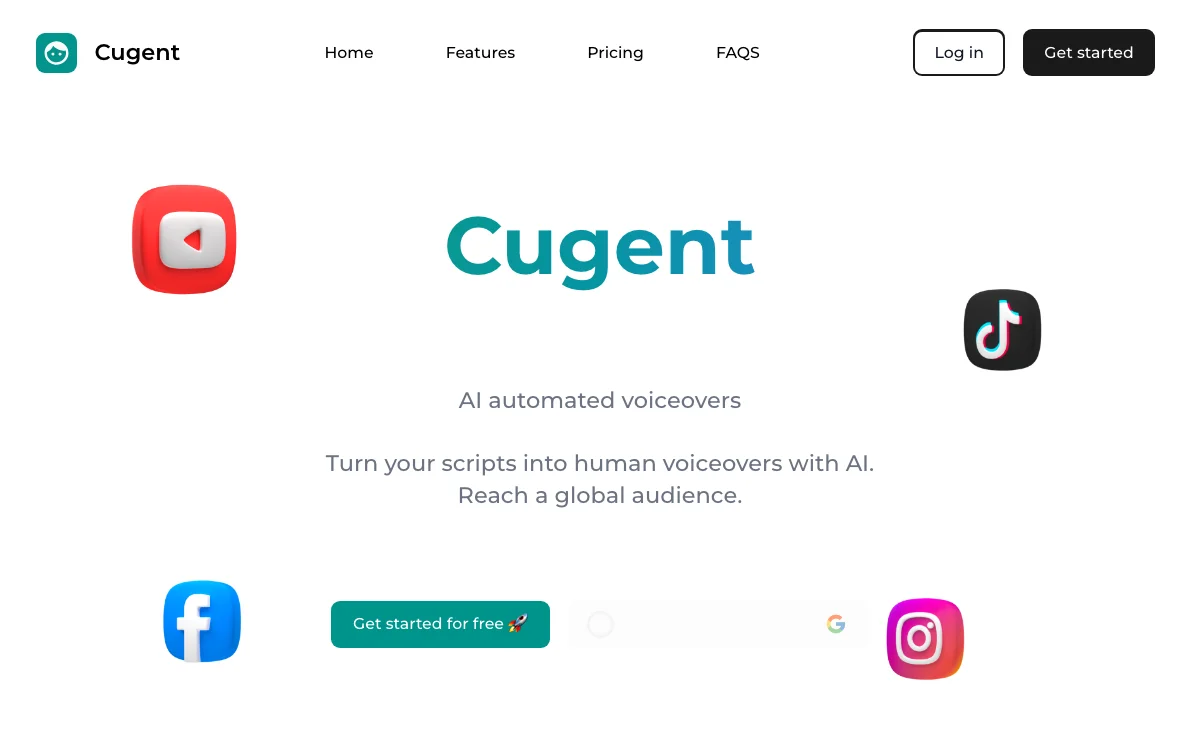 Cugent: IA para Voiceovers Humanos - Alcance Global com Dublagens de Alta Qualidade