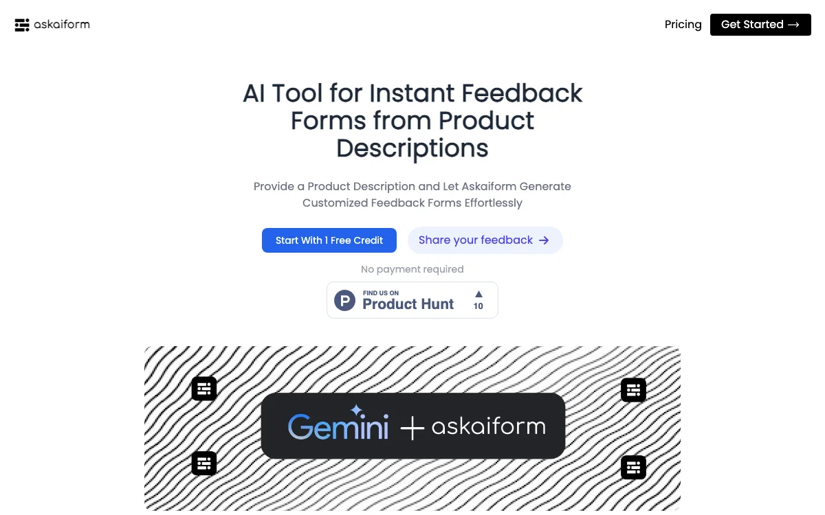 askaiform | KI-Tool zur Erstellung von sofortigen Feedback-Fragen aus Ihren Produktbeschreibungen