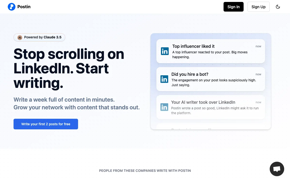 Postin - Schreiben Sie wie ein LinkedIn-Influencer mit KI