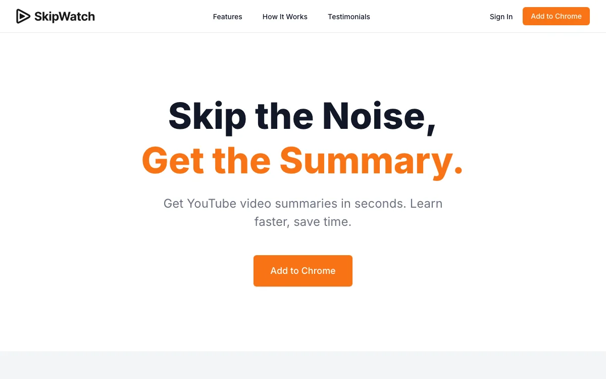 SkipWatch - AI-Powered YouTube Summarizer | Save Time & Learn Faster