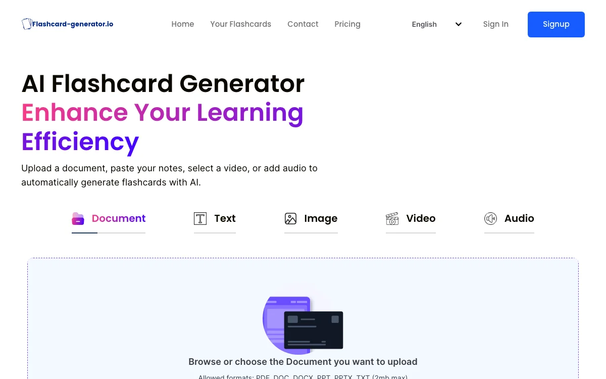 Fast and Easy AI Flashcard Generator for Efficient Learning