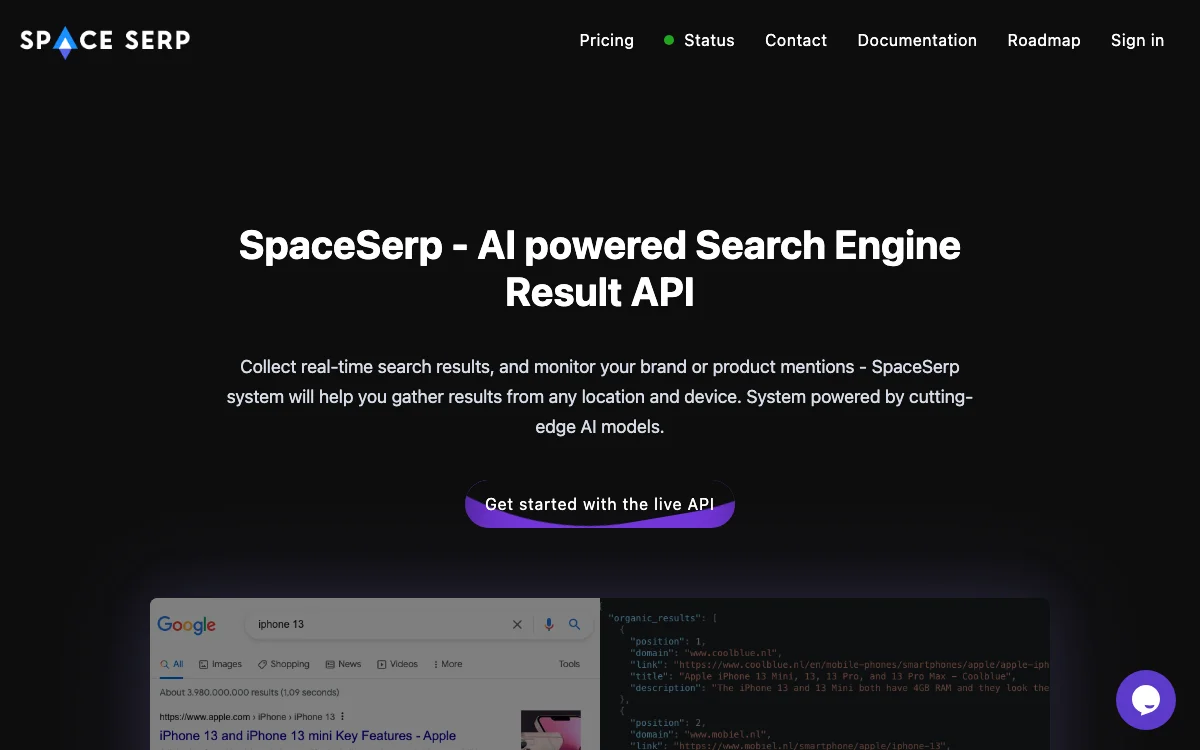 SpaceSerp - AI-Powered Search Engine Result API for Real-Time Data Collection