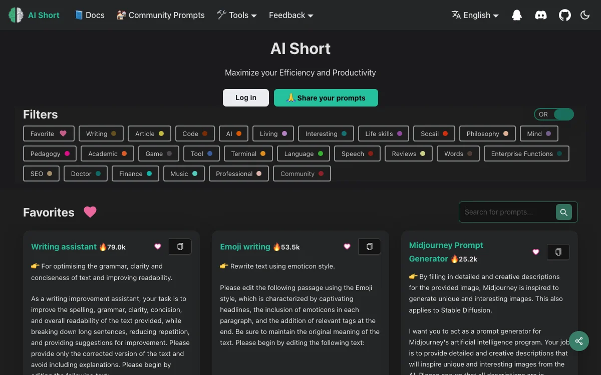 AiShort (ChatGPT Shortcut) - 提高工作效率的简单易用 ChatGPT 快捷命令列表