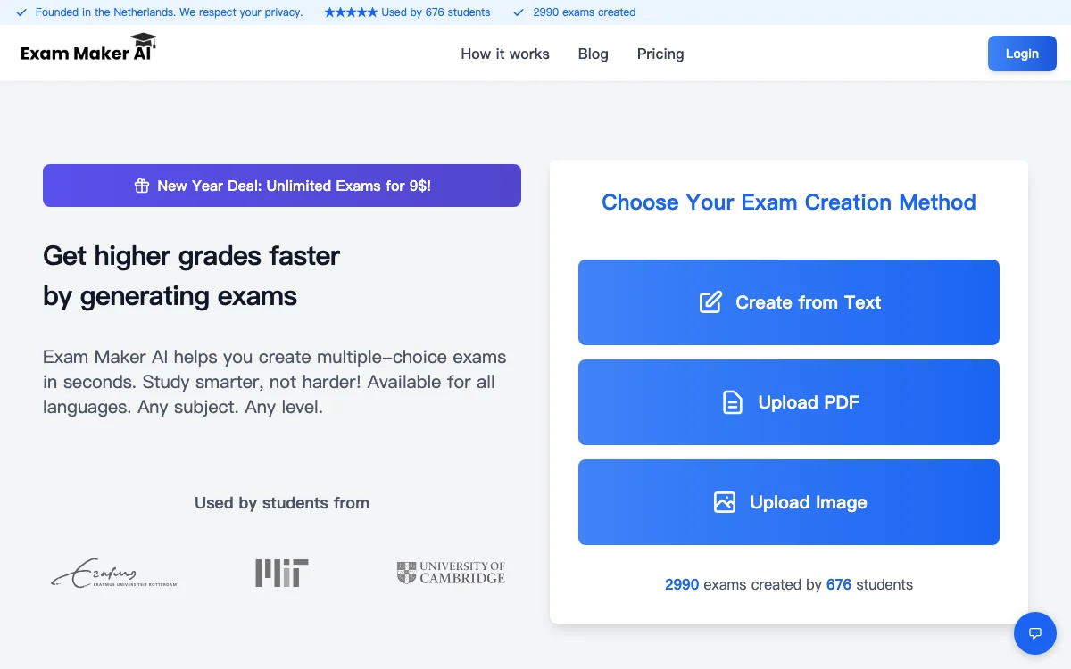 Exam Maker AI: Generate Multiple - Choice Exams Instantly for Faster Studying