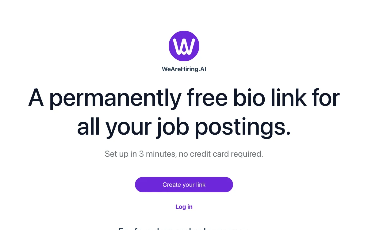 WeAreHiring.AI - 永久免费的职位发布生物链接服务